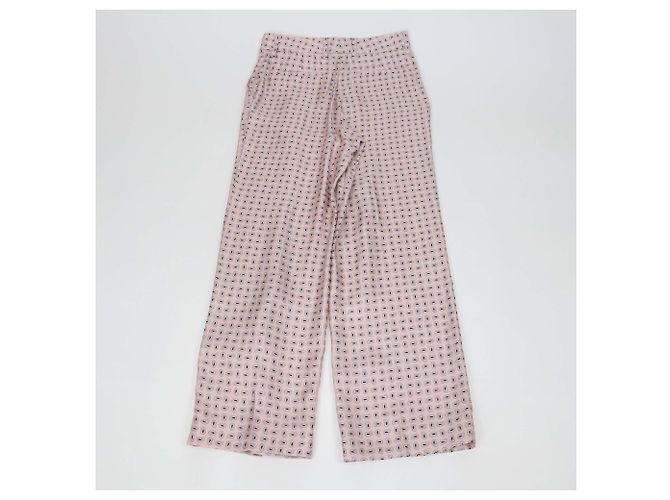 Pantalones anchos Prada en sarga de seda estampada rosa - vista 2