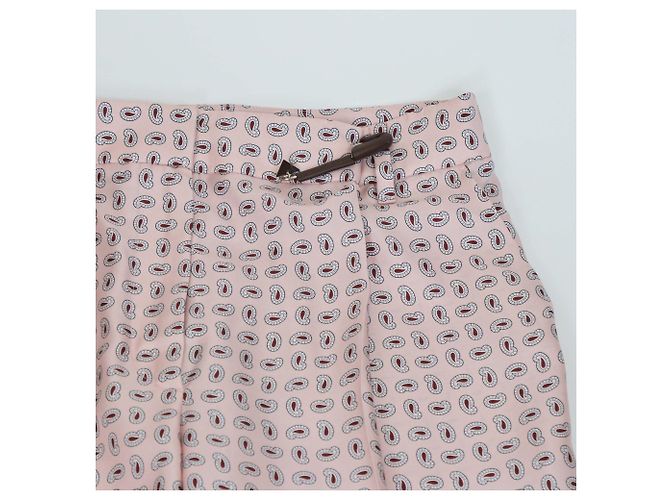 Pantalones anchos Prada en sarga de seda estampada rosa - vista 4