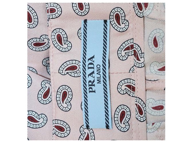 Pantalones anchos Prada en sarga de seda estampada rosa - vista 5