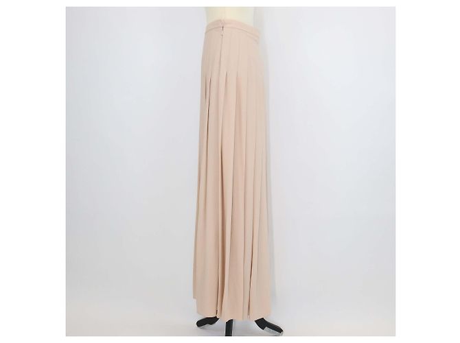 Falda maxi plisada Romy Loro Piana en lana virgen beige - vista 2