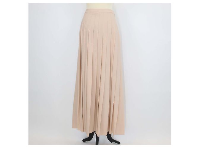 Falda maxi plisada Romy Loro Piana en lana virgen beige - vista 3