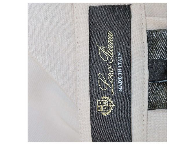 Falda maxi plisada Romy Loro Piana en lana virgen beige - vista 5