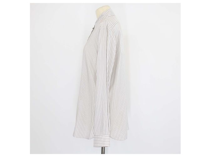 Camisa de manga larga a rayas Vanda en seda White/Grey The Row Blanco - vista 2