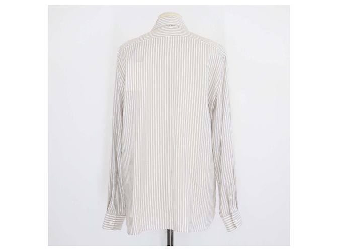 Camisa de manga larga a rayas Vanda en seda White/Grey The Row Blanco - vista 3