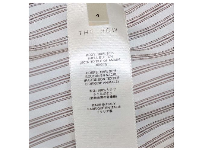 Camisa de manga larga a rayas Vanda en seda White/Grey The Row Blanco - vista 6