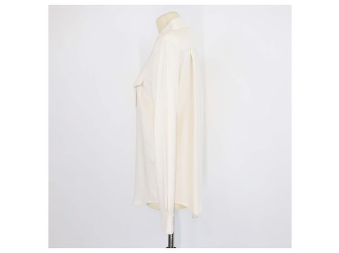 Loewe Langarmshirt aus cremefarbener Viskose mit besticktem Anagram und zwei Fronttaschen Roh - Ansicht 2