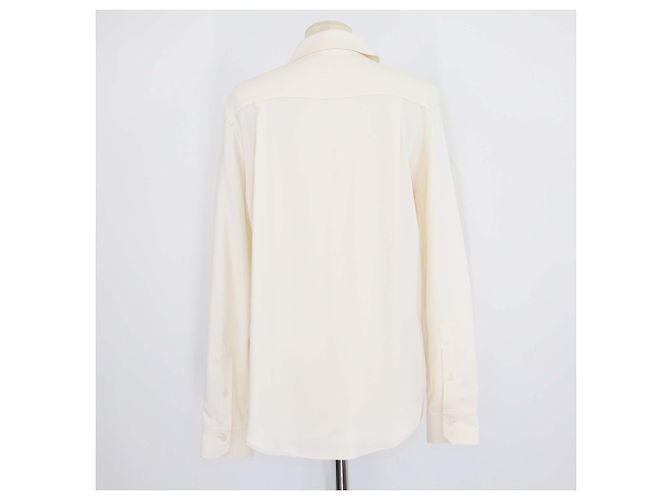 Loewe Langarmshirt aus cremefarbener Viskose mit besticktem Anagram und zwei Fronttaschen Roh - Ansicht 3