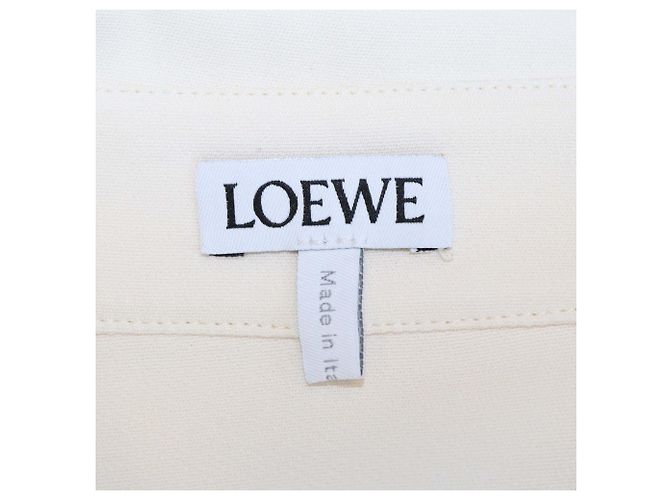 Loewe Langarmshirt aus cremefarbener Viskose mit besticktem Anagram und zwei Fronttaschen Roh - Ansicht 5