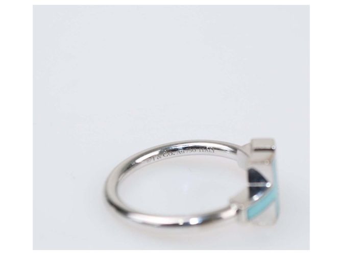 Tiffany & Co. Ring aus 18K Weißgold, Emaille und Diamanten, Größe 6 US Golden - Ansicht 5