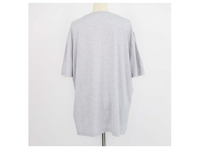 T-shirt girocollo in cotone grigio con logo ricamato Louis Vuitton - vista 3