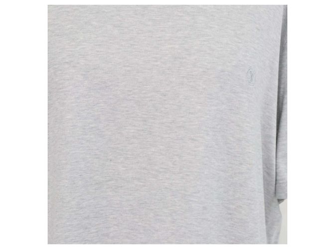 T-shirt girocollo in cotone grigio con logo ricamato Louis Vuitton - vista 4