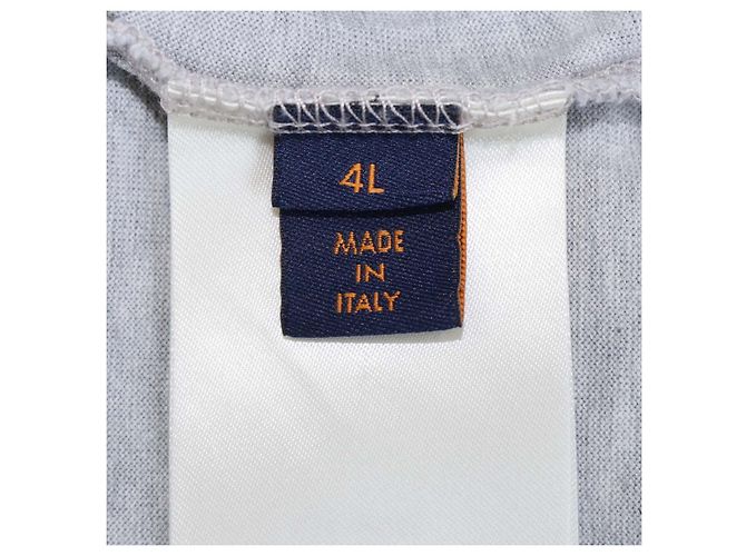 T-shirt girocollo in cotone grigio con logo ricamato Louis Vuitton - vista 6