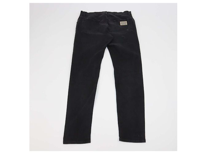 Pantalon Slim Fit en Denim Noir Distressed Dolce & Gabbana - vue 2