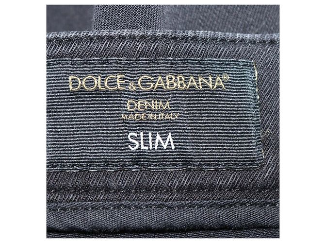 Pantalon Slim Fit en Denim Noir Distressed Dolce & Gabbana - vue 5