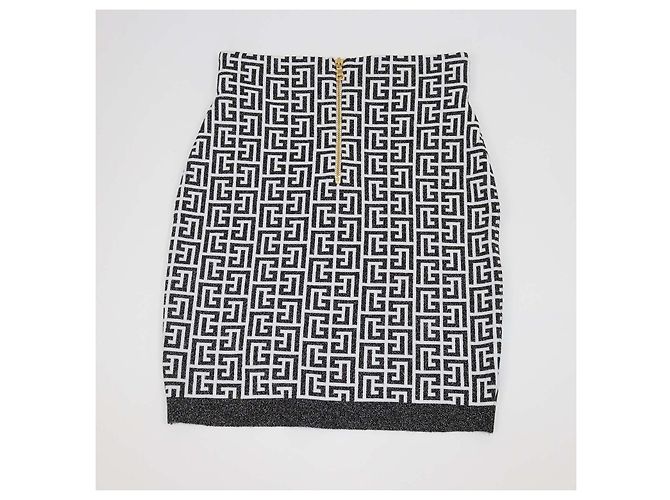 Minifalda Balmain de jacquard de viscosa y Lurex en negro/blanco - vista 2