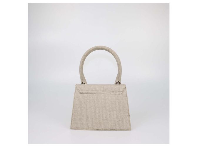 Borsa a mano Jacquemus Grand Le Chiquito in tela beige - vista 3