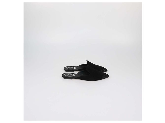 Rene Caovilla Mules basse Rene in camoscio nero con strass - vista 3