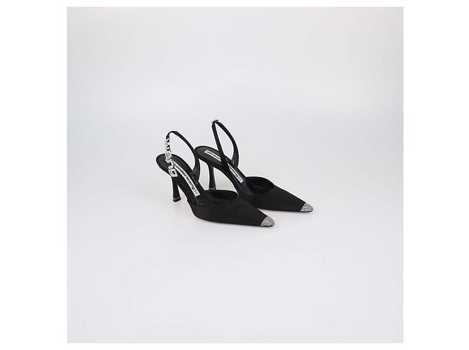 Décolleté Grace Slingback Alexander Wang in raso nero con cristalli - vista 2