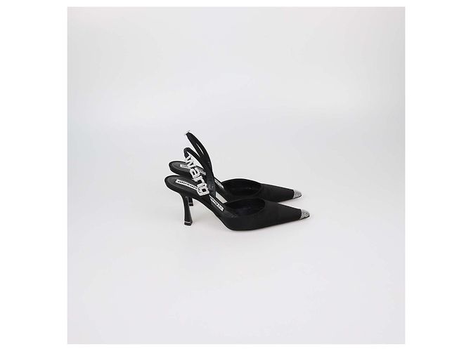 Décolleté Grace Slingback Alexander Wang in raso nero con cristalli - vista 3