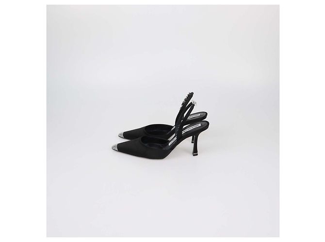 Décolleté Grace Slingback Alexander Wang in raso nero con cristalli - vista 4