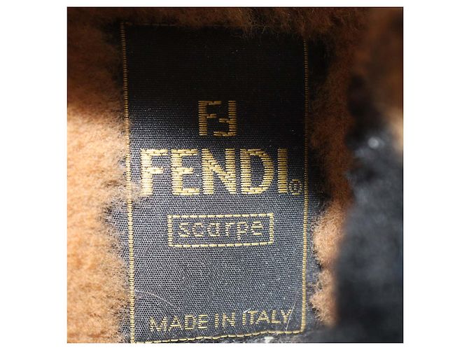 Fendi Black/Broan Shearling Ankle Strap Flat Sandals Brown - view 6