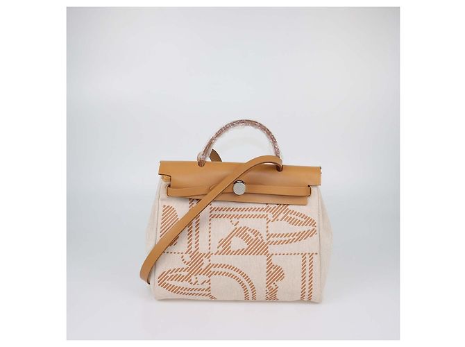 Hermès Borsa Herbag Zip 31 Brides de Gala Hermes in tela Beige/Naturel e pelle Vache - vista 2