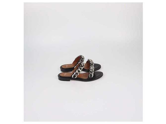 Sandali bassi in pelle nera con catena chunky Givenchy Nero - vista 3
