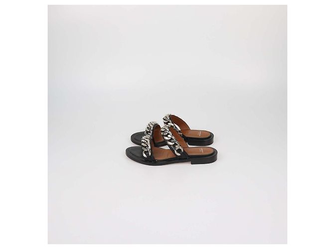 Sandali bassi in pelle nera con catena chunky Givenchy Nero - vista 4