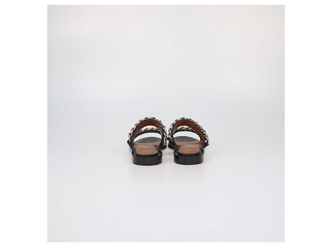 Sandali bassi in pelle nera con catena chunky Givenchy Nero - vista 5