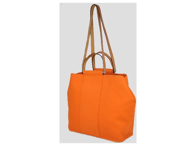 Cabag Hermès Borsa Tote Hermes Cabas GM in tela arancione - vista 2