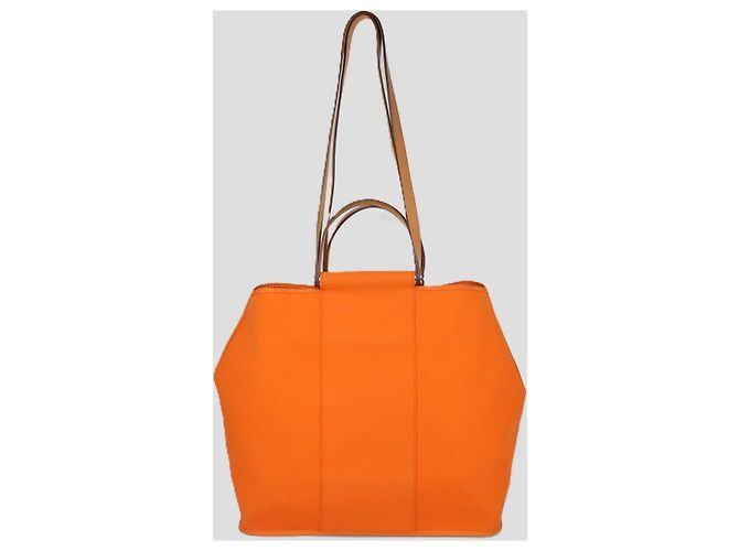 Cabag Hermès Borsa Tote Hermes Cabas GM in tela arancione - vista 3