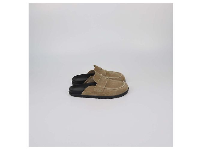 Hermès Mules Hermes Go in camoscio beige - vista 3