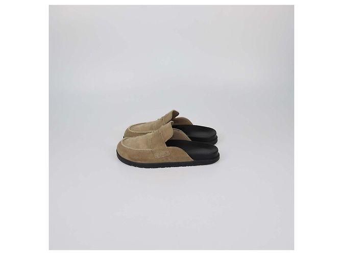 Hermès Mules Hermes Go in camoscio beige - vista 4