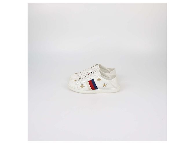 Sneakers Ace Gucci in pelle bianca con api e stelle Bianco - vista 4