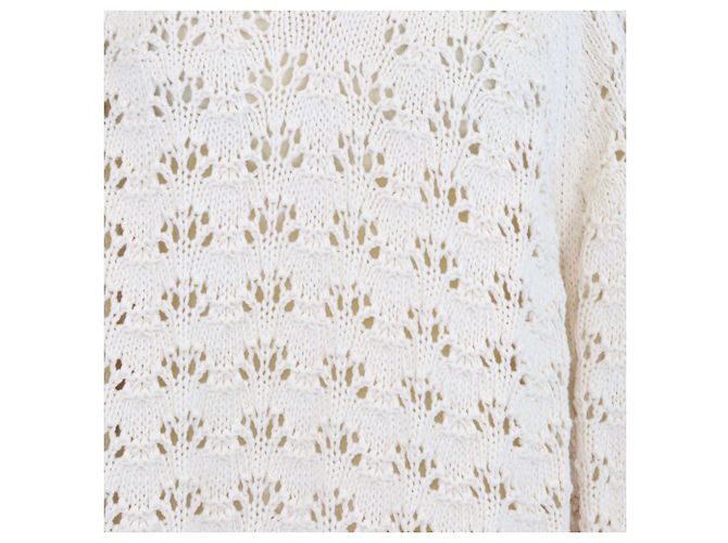 Camisola de malha de algodão crochet Simone Rocha bege com decote em V - vista 5