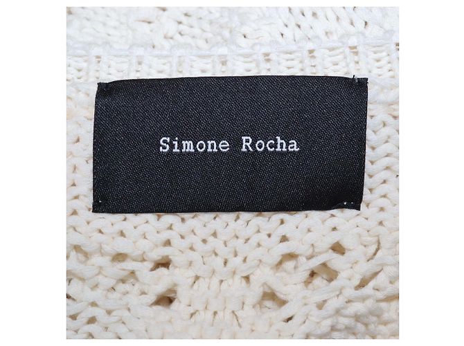 Camisola de malha de algodão crochet Simone Rocha bege com decote em V - vista 6