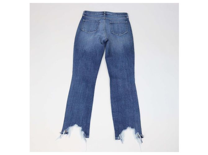 L'AGENCE Blue Denim High Line Distressed Skinny Jeans Azul - vista 2