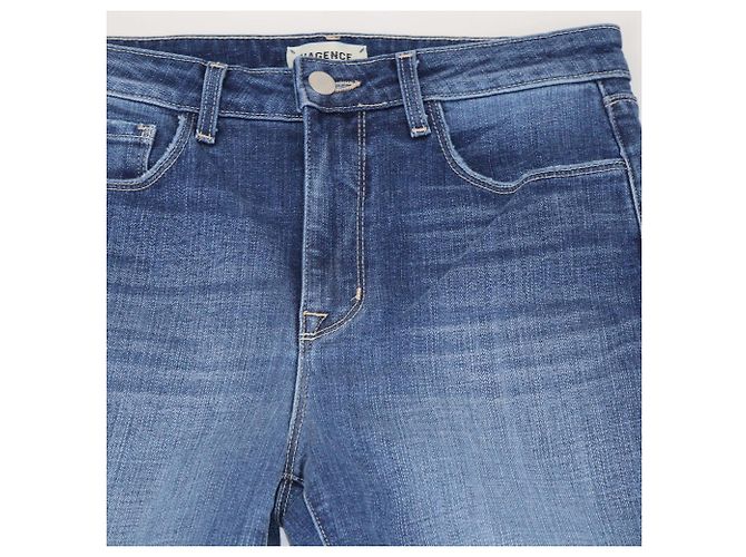 L'AGENCE Blue Denim High Line Distressed Skinny Jeans Azul - vista 4