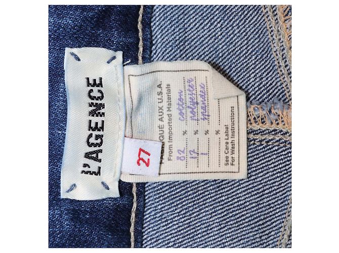 L'AGENCE Blue Denim High Line Distressed Skinny Jeans Azul - vista 5