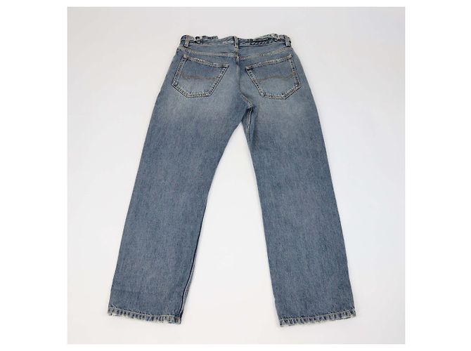 Jeans Wide Leg en Denim Bleu Distressed Balenciaga - vue 2