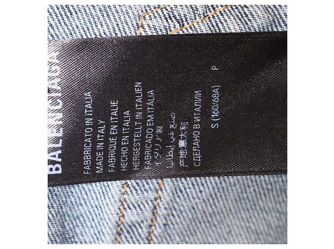 Jeans Wide Leg en Denim Bleu Distressed Balenciaga - vue 6