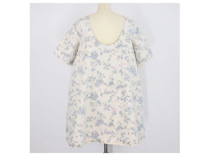 Vestido Ganni em denim bege com estampado floral - vista 3