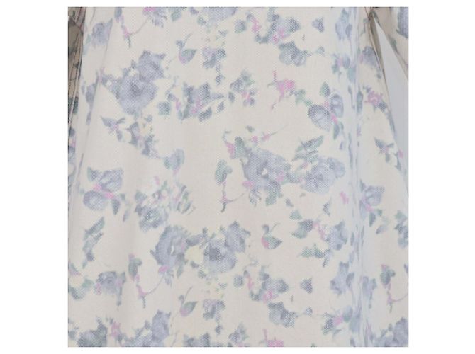 Vestido Ganni em denim bege com estampado floral - vista 4