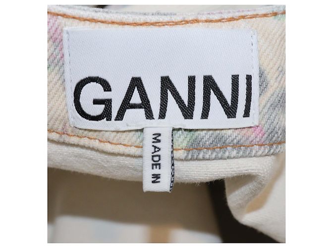 Vestido Ganni em denim bege com estampado floral - vista 5