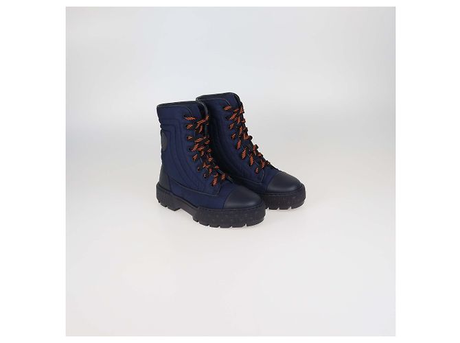 Hermès Stivaletti Fresh Combat Boots Hermes in pelle nera e nylon Nero - vista 2