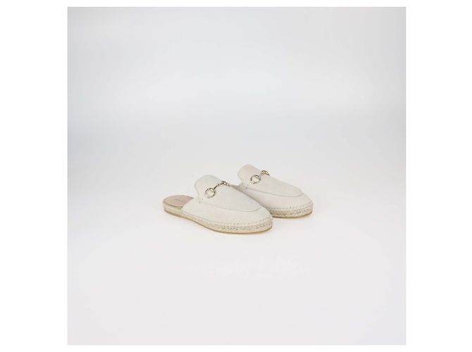Mules Espadrilles Horsebit in camoscio avorio Gucci Crudo - vista 2