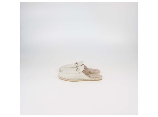 Mules Espadrilles Horsebit in camoscio avorio Gucci Crudo - vista 4