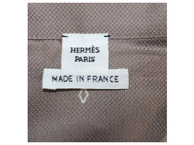 Hermès Camicia corta da pittore Hermes Grey Silk Losanges sur Faconne Grigio - vista 5