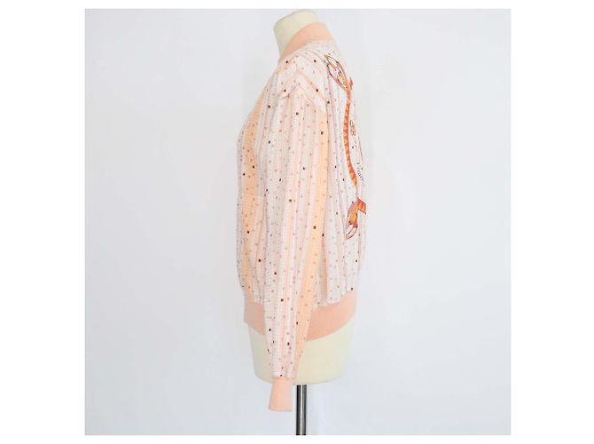 Hermès Hermes Orange Silk Blend Coloriages de Jour Strickjacke mit Reißverschluss - Ansicht 2