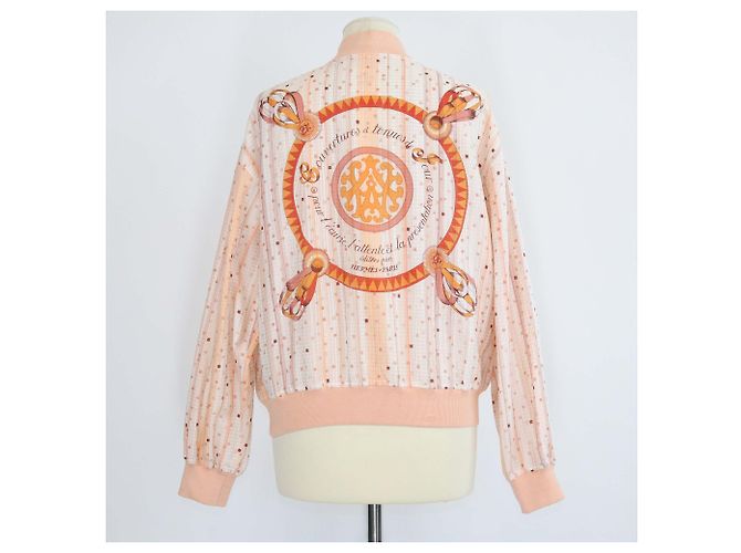 Hermès Hermes Orange Silk Blend Coloriages de Jour Strickjacke mit Reißverschluss - Ansicht 3